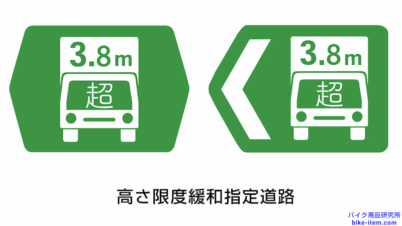 高速道路の案内標識、高さ限度緩和指定道路